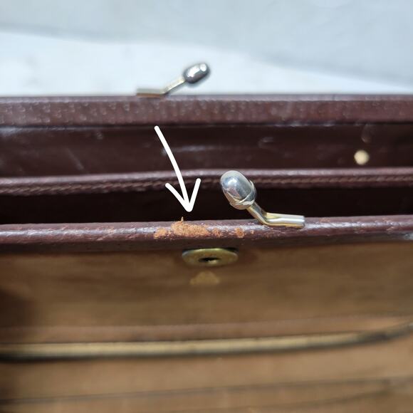 Vintage Mark Cross Checkbook Wallet 7" Brown Kiss Lock Bifold Soft Leather Italy - Picture 4 of 16